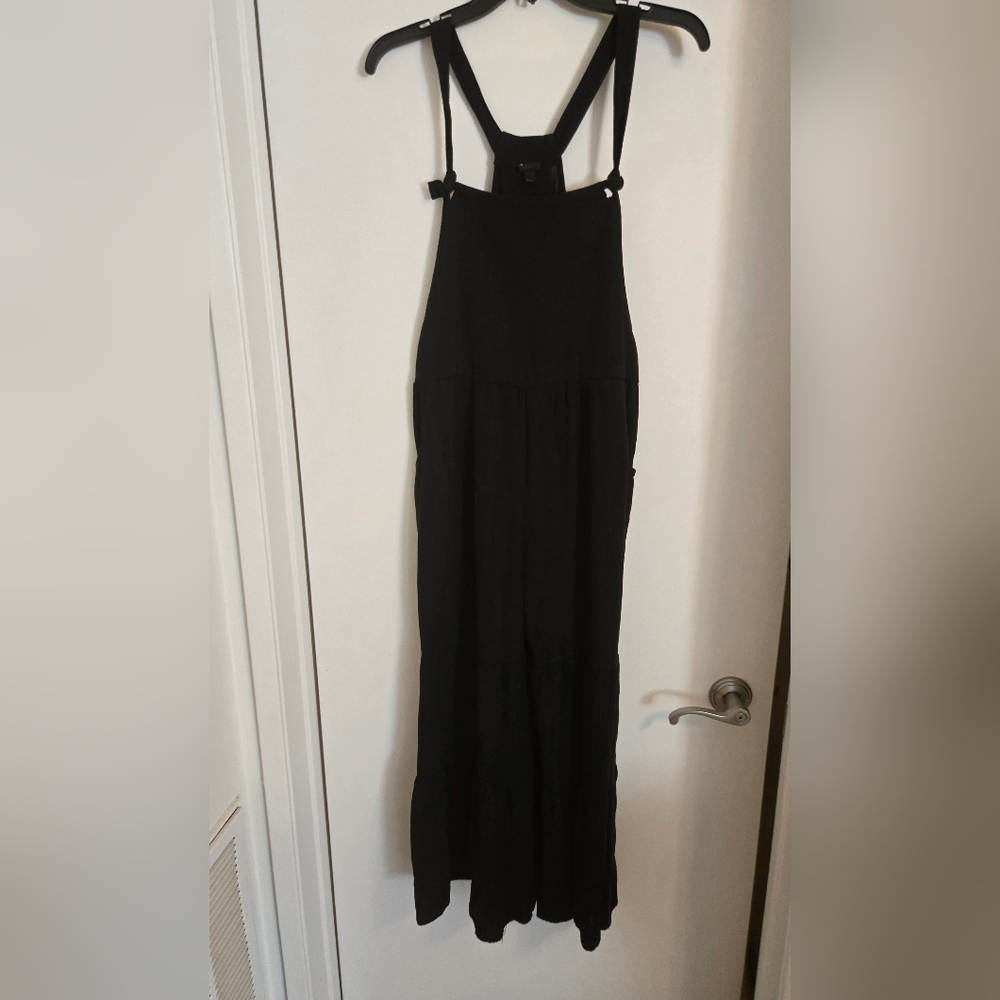 art class Black Tiered Wide-Leg Jumpsuit with Adjustable Straps - Picture 3 of 3